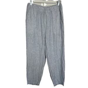 Quince 100% European Linen Pants Women’s M Blue Pinstripe Pockets Beach Nautical